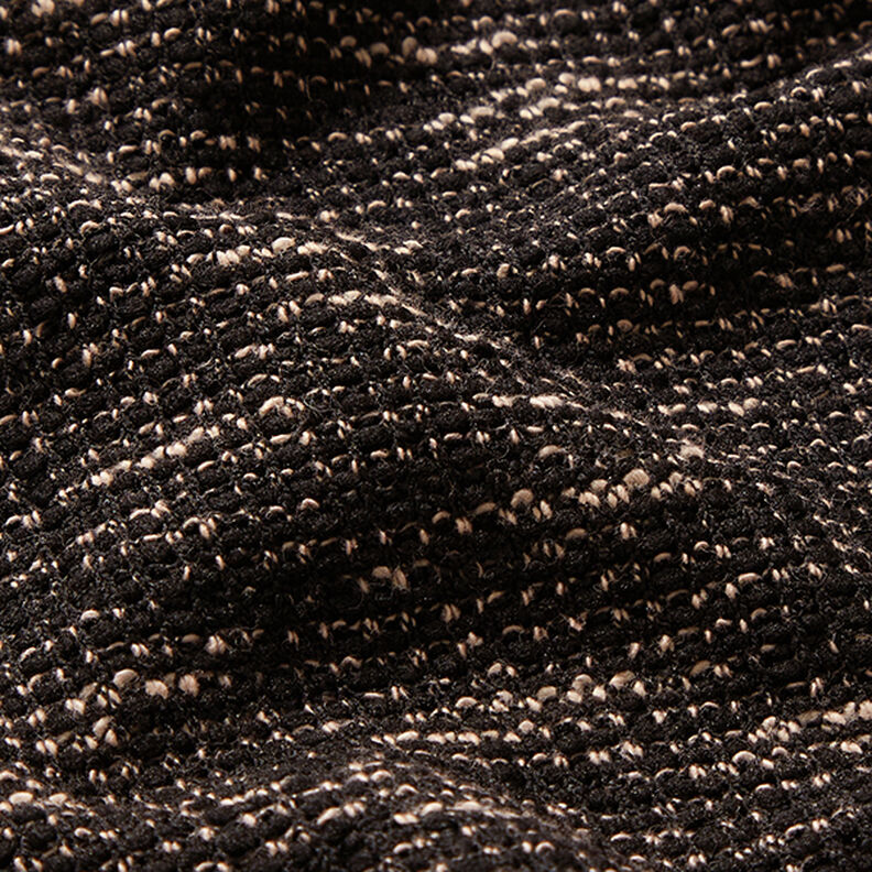 Pletený melanžový úplet bouclé – černá/béžová,  image number 2