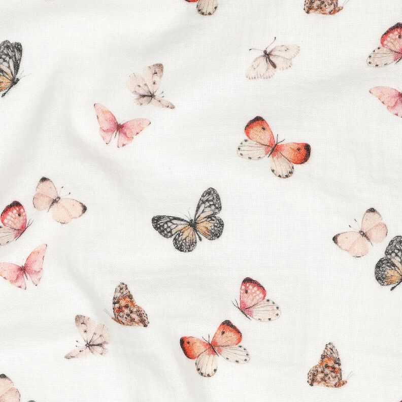 Mušelín / dvojitá mačkaná tkanina Krásní motýly digitální potisk | Poppy Fabrics – slonová, image number 2