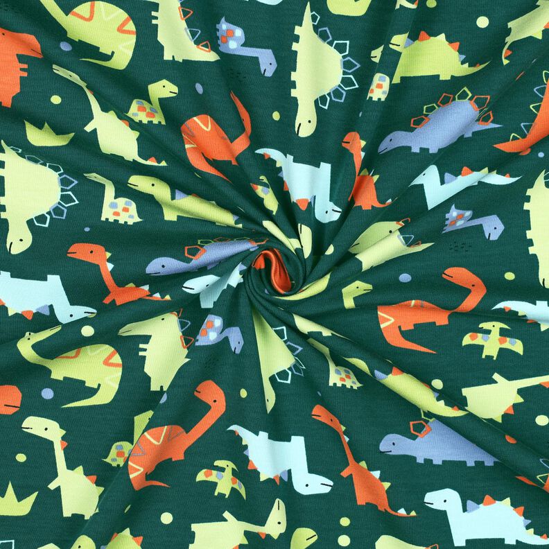 Letní teplákovina Dinosauři | Poppy Fabrics – modrá jedle/světle zelená,  image number 3