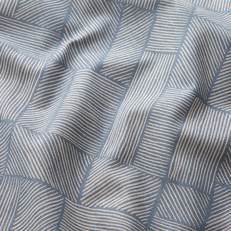 Dekorační látka Polopanama Řádkový patchwork – ocelová modr/přírodni,  image number 2