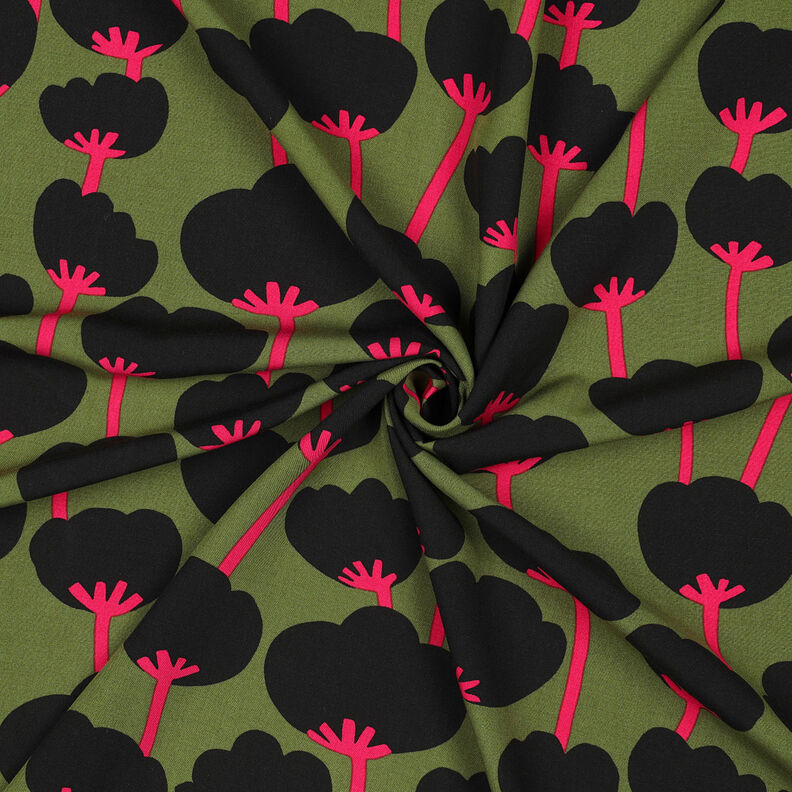 LENZING™ ECOVERO™ viskózová tkanina Poppies | Nerida Hansen – olivová/černá,  image number 3