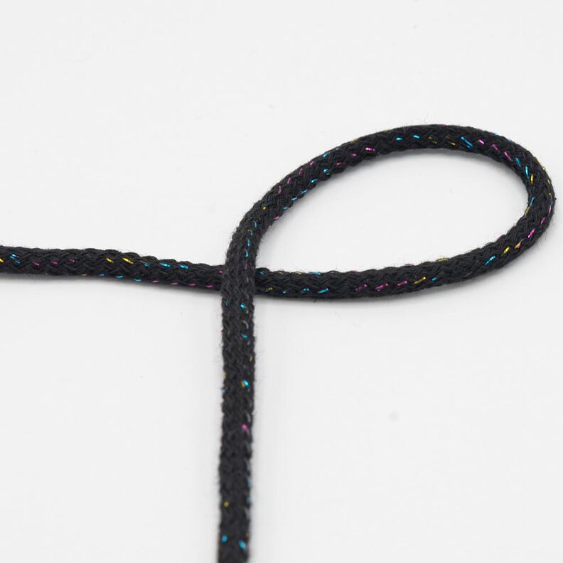 Bavlněná šňůrka Lurex [Ø 5 mm] – černá,  image number 1