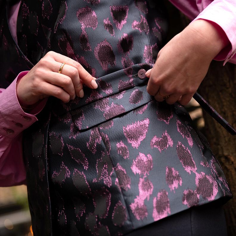 Žakár Leopard Metalický | Poppy Fabrics – antracitová, image number 6