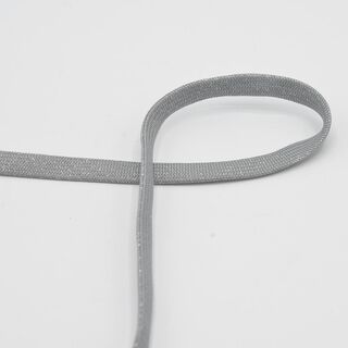 Plochá šňůra Mikina s kapucí Lurex [8 mm] – sloní šedá/stříbrná metalická, 
