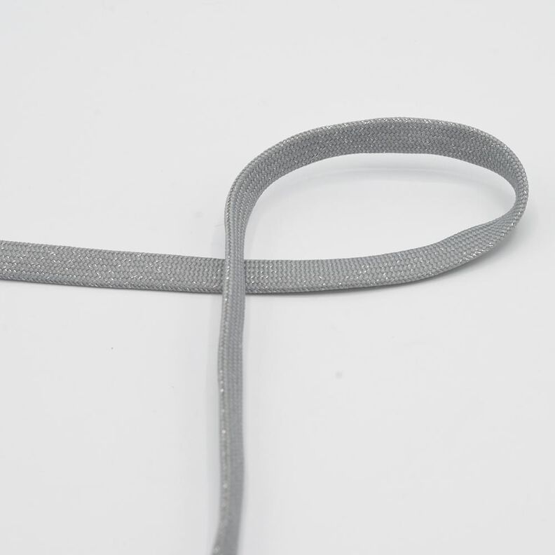 Plochá šňůra Mikina s kapucí Lurex [8 mm] – sloní šedá/stříbrná metalická,  image number 1
