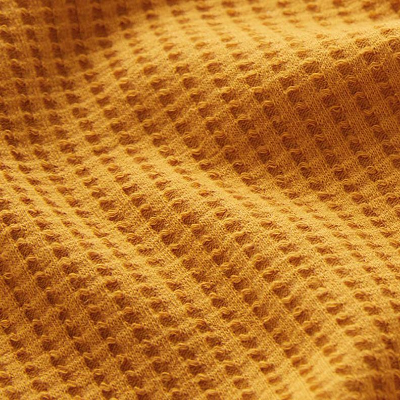 Bavlněný vaflový žerzej jednobarevný – kari žlutá,  image number 2