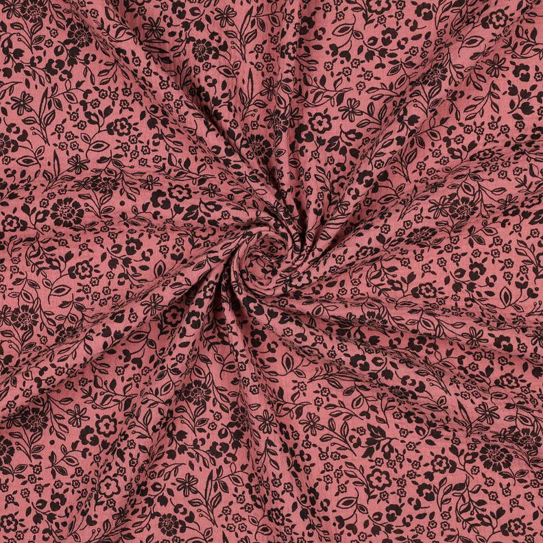 Mušelín / dvojitá mačkaná tkanina Dvoubarevné květy | Poppy Fabrics – tmavě starorůžová/černá, image number 3