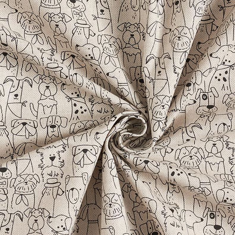 Dekorační látka Polopanama Kreslení psi – černá/přírodni,  image number 3