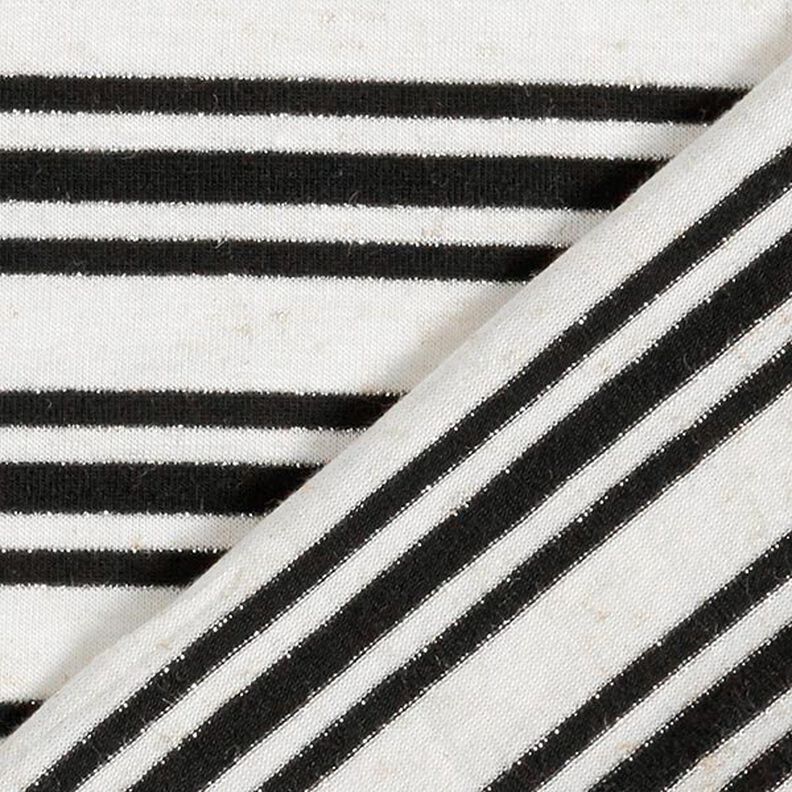 Viskózový žerzej s nepravidelnými třpytivými pruhy – vlněná bílá/černá,  image number 4