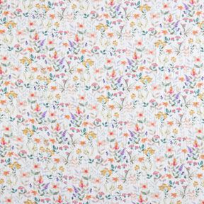 Mušelín / dvojitá mačkaná tkanina Akvarelová květinová louka digitální potisk | Poppy Fabrics – bílá, 