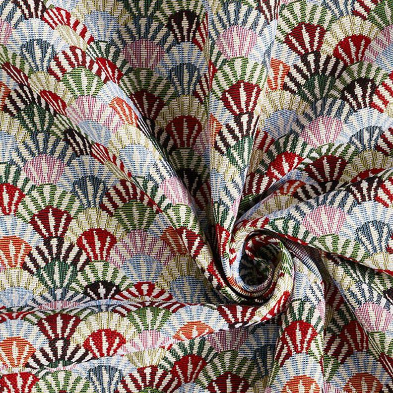 Dekorační látka Gobelín Malé vějířky – světle béžová/zelená,  image number 3