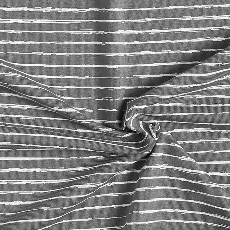 Bavlněný žerzej Klikaté proužky – tmavě šedá,  image number 3