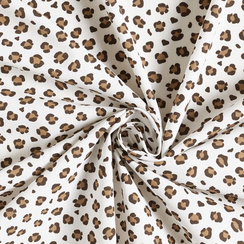 Bavlněný popelín Leopardí potisk – slonová kost/srnčí hnědá, image number 3