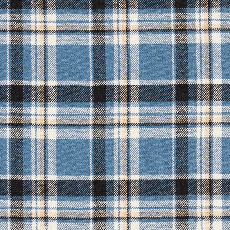 Bavlněný flanel Kostka – džínově modrá/černá, image number 1