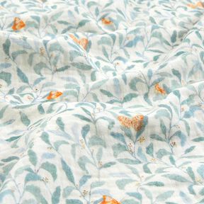 Mušelín / dvojitá mačkaná tkanina Louka s motýly digitální potisk | Poppy Fabrics – slonová kost, 