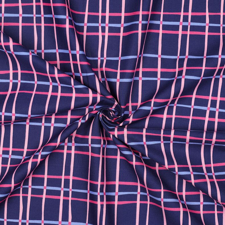 Bavlněný popelín Zvlněná kostka | Poppy Fabrics – indigová/růžová,  image number 3