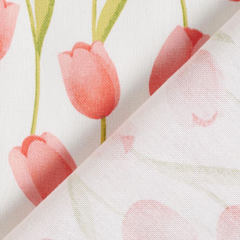 Dekorační látka Polopanama Tulipány – slonová kost/humrová,  image number 4