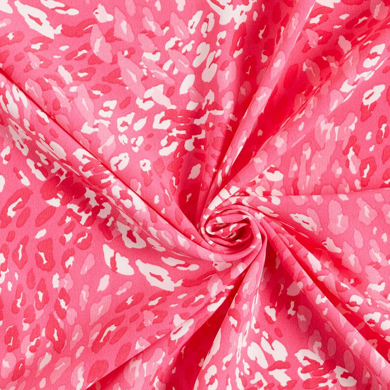 Krepová tkanina s abstraktním leopardím vzorem – výrazná jasně růžová,  image number 3