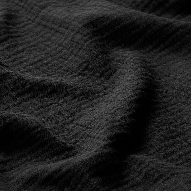 GOTS Mušelín / dvojitá mačkaná tkanina | Tula – černá,  image number 3