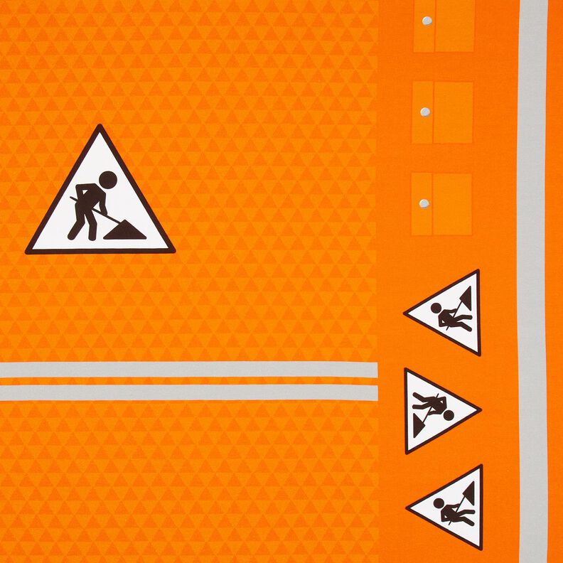 Francouzské froté Panel Staňte se jednou stavebním dělníkem | Stoff&Liebe – světle oranžová/stříbrně,  image number 1