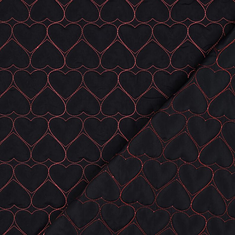 Prošívaná látka Neonové srdce | Poppy Fabrics – černá/zářivě růžová, image number 4