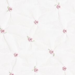 Jemná síťovina vyšívané květiny – bílá/rose, 