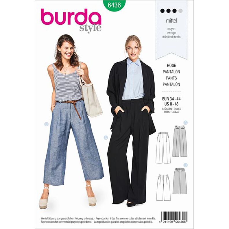 Kalhoty | Kalhotová sukně, Burda 6436 | 34 - 44,  image number 1
