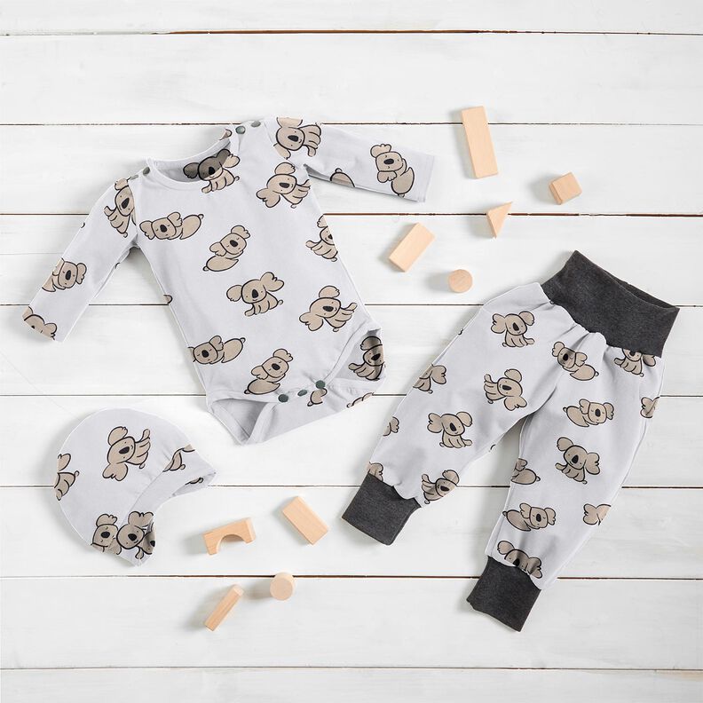 GOTS Bavlněný žerzej Koala | Poppy Fabrics – bílá/mandlová,  image number 7