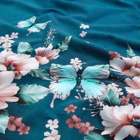 Bavlněný žerzej Motýlí louka | Glitzerpüppi  – lehký benzín/rose,  Bavlněný žerzej Motýlí louka | Glitzerpüppi  – lehký benzín/rose,