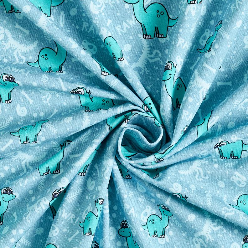 Bavlněný žerzej Dinosauři a fosilie | Glitzerpüppi – světle modra/máta peprná, image number 3