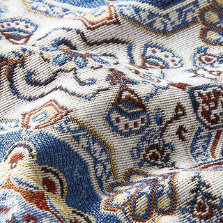 Dekorační látka Gobelín Orientální mandala – modrá/slonová kost, 