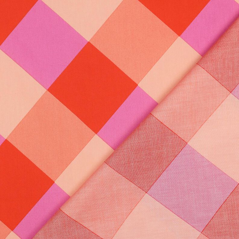 Bavlněný satén Large Gingham | Nerida Hansen – korálová/světle růžová,  image number 4