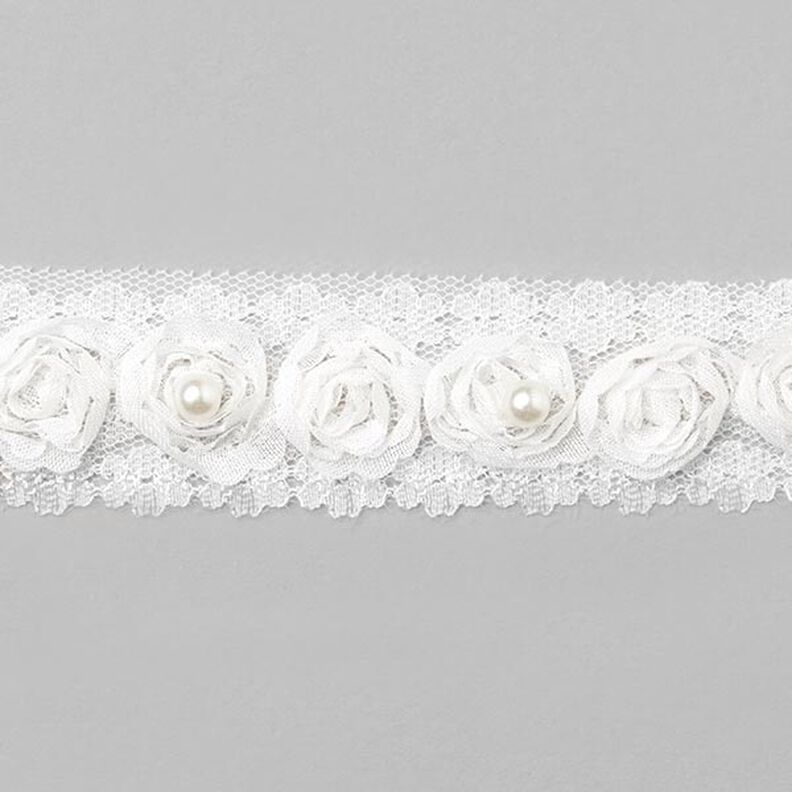 Květovaný prýmek [30 mm] - bílá,  image number 1