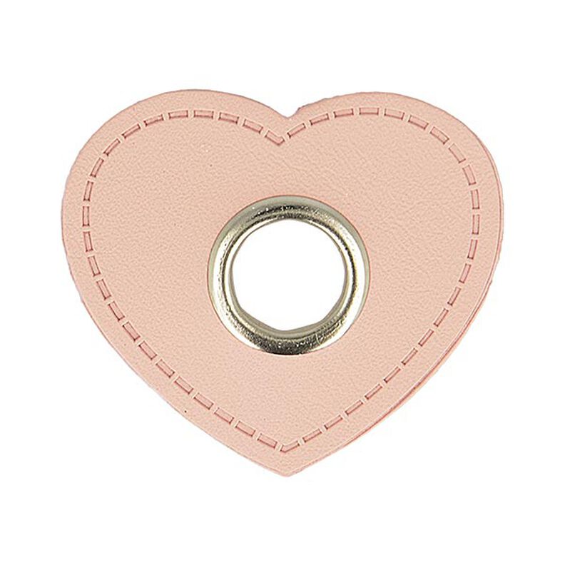 Nášivka s očkem koženková srdíčko [ 4 ks ] – rose,  image number 1