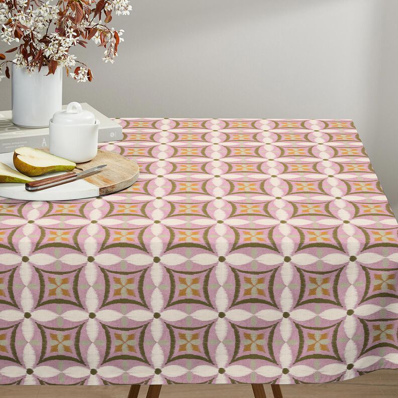 Dekorační látka Plátno Vzhled velké výšivky – pastelově fialová/světle béžová, image number 7