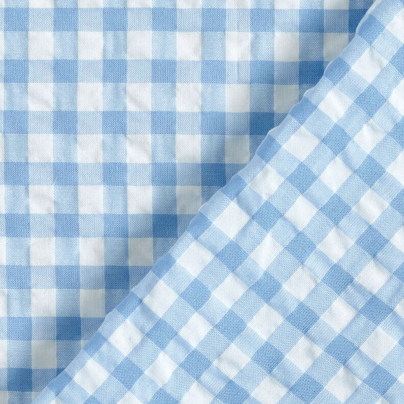 Seersucker velký kostkovaný Vichy – bílá/světle modra,  image number 4