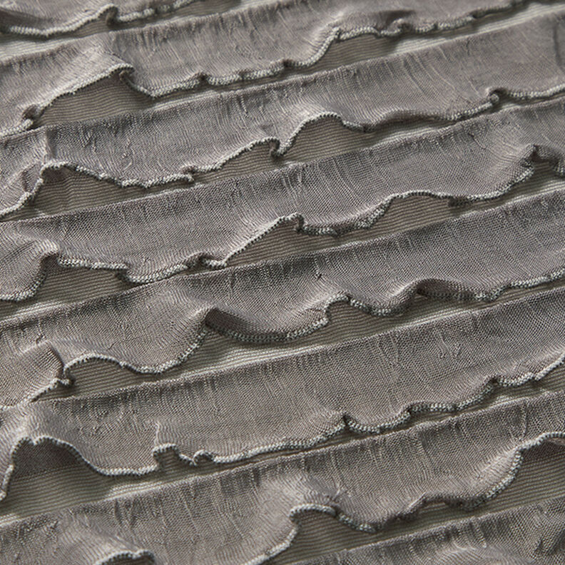 Nařasený žerzej batikovaný vodorovné pruhy – tmavá taupe,  image number 2