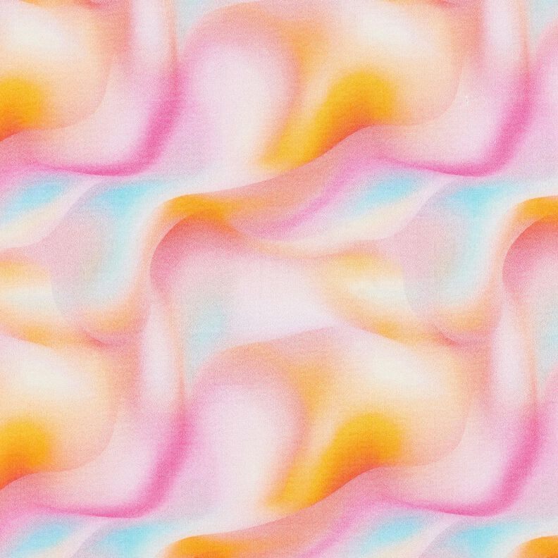 Viskózová tkanina Letní vlnový vzor – meruňková/ledově modrá, image number 1