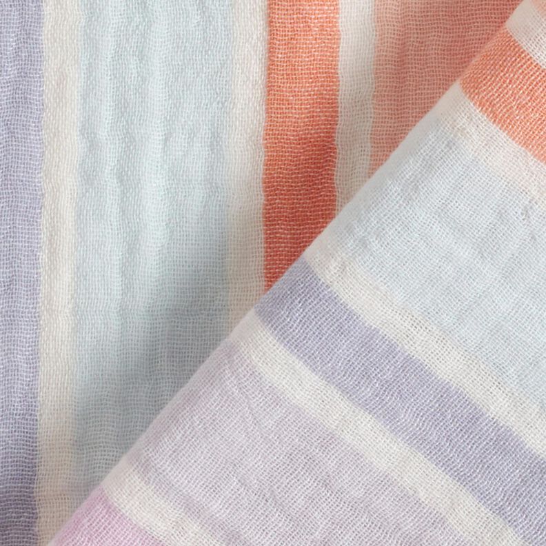Mušelín / dvojitá mačkaná tkanina barevné pruhy příze | Poppy Fabrics – vlněná bílá/mix barev, image number 4
