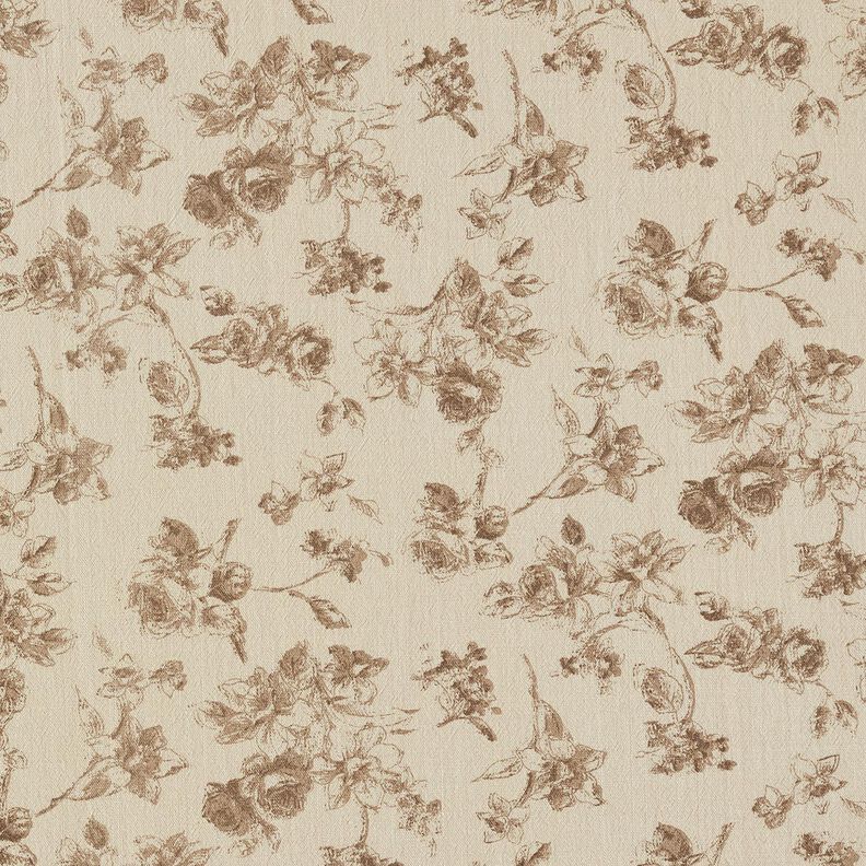Bavlněná látka Starožitné růže – taupe (šedohnědá)/pískove hnědá, image number 1