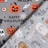 Bavlněná látka Popelín Happy Halloween – sloní šedá/světle oranžová,  thumbnail number 4