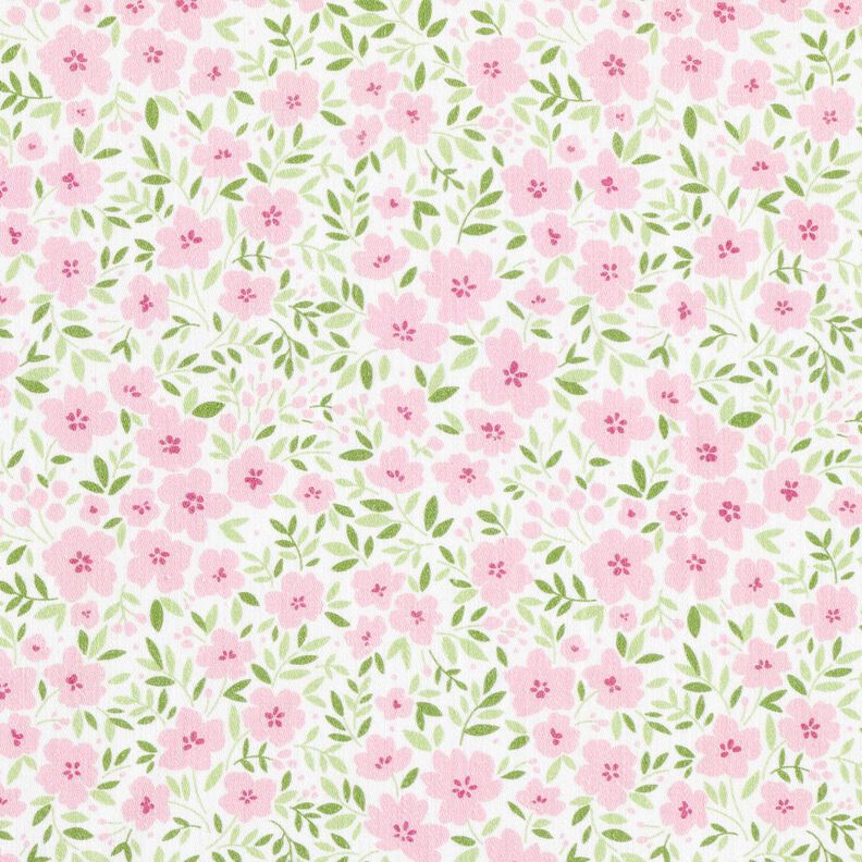 Dekorační látka Bavlněný satén Moře květů – světle růžová/bílá,  image number 1