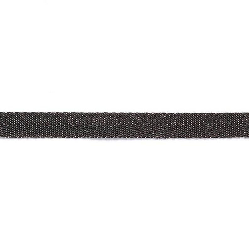 Tkaná stuha Metalický [9 mm] – černá/stříbrná metalická,  image number 2