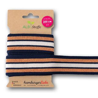 Bio žakárové stuhy Stripe Me College [200 cm | 3,5 cm ] | Albstoffe  – královská modr/oranžová, 
