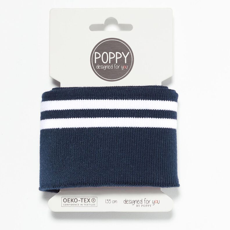 Cuff Pletené náplety Pruhy – noční modrá/bílá,  image number 1