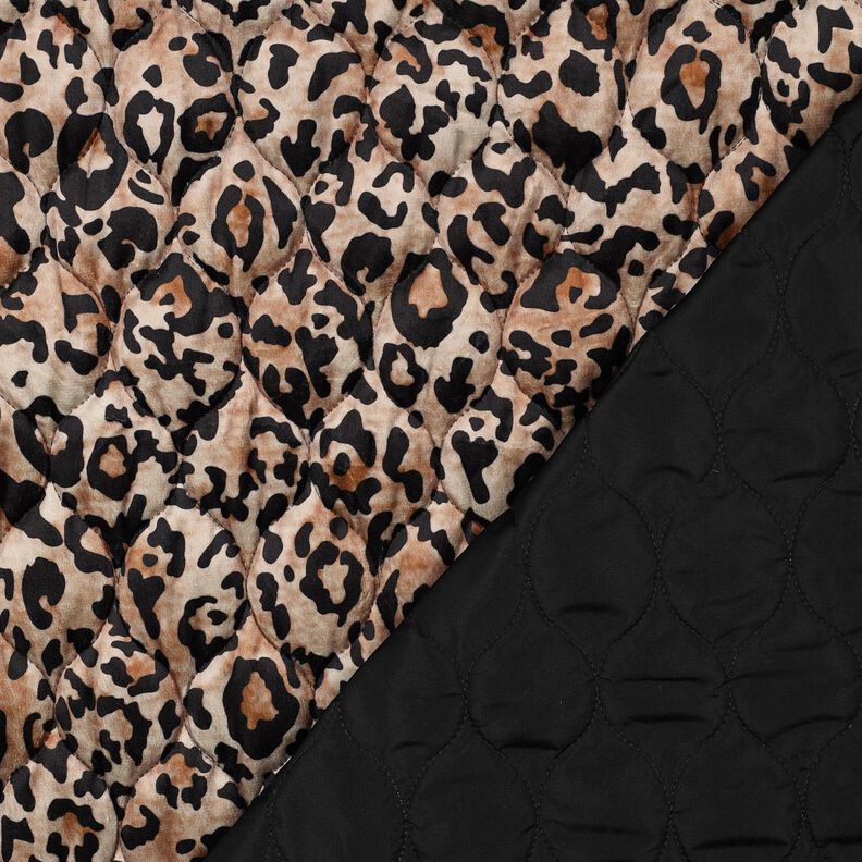 Prošívaná látka Digitální leopardí tisk – světle hnědá/černá, image number 4