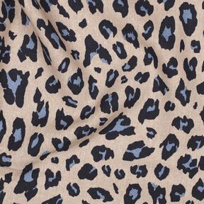 Směs vizkózy a lnu Leopardí vzor | Poppy Fabrics – cashew (béžová)/noční modrá, 
