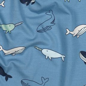 Bavlněný žerzej Roztomilé velryby | Poppy Fabrics – modrošedá/namornicka modr, 