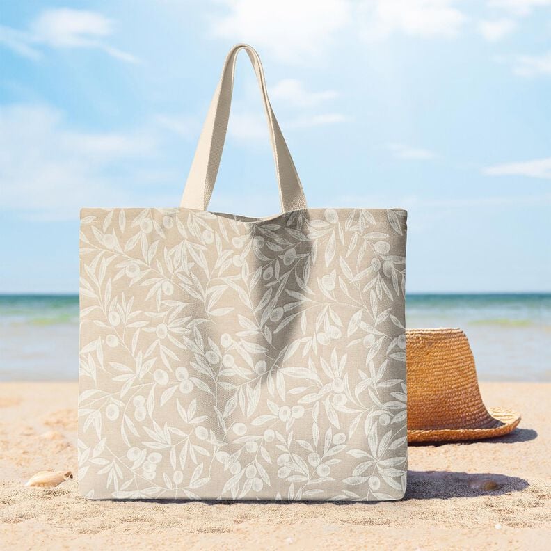 Povrstvená bavlna Žakár Obalené olivy – přírodni/světle béžová,  image number 6