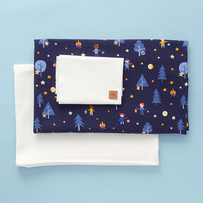 Bal&iacute;ček tkanin French Terry lucerničky | PETIT CITRON &ndash; namornicka modr/př&iacute;rodni, 